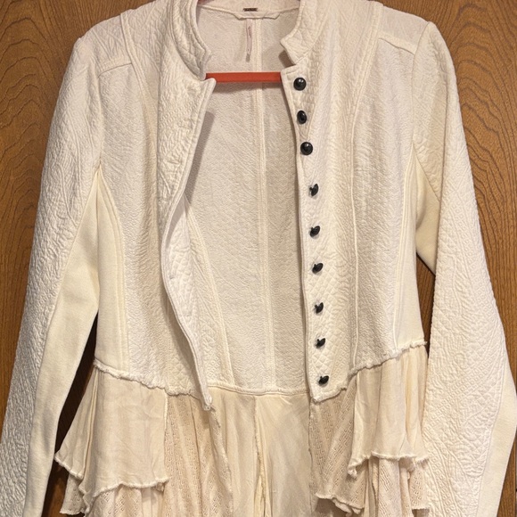 Free People Cream Ruffled Jacket - Picture 1 of 5